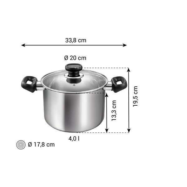 Nerūsējošā tērauda katls ar vāku piemērots indukcijas plītij 4 l Brava – Tescoma-image-3
