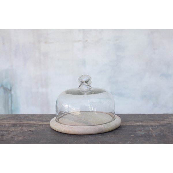 Mango koka paplāte ar stikla vāku Nkuku Bell Dome-image-1