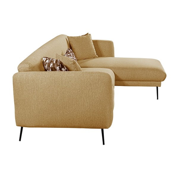 Dzeltens izvelkamais stūra dīvāns Pandia Home Madrid, labais stūris-image-4
