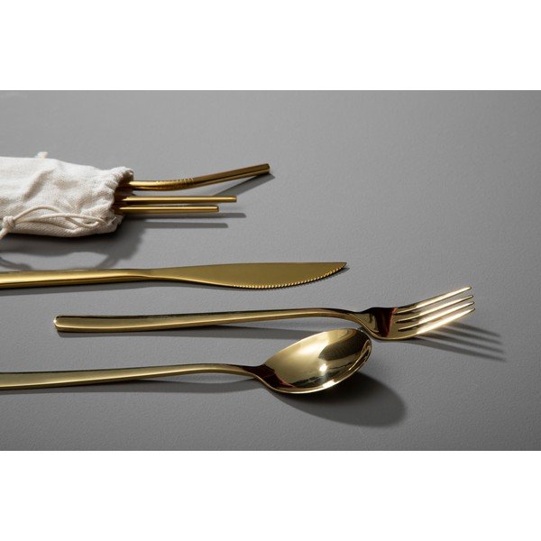Zelta krāsas nerūsējošā tērauda galda piederumi (6 gab.) Mimo – Premier Housewares-image-2
