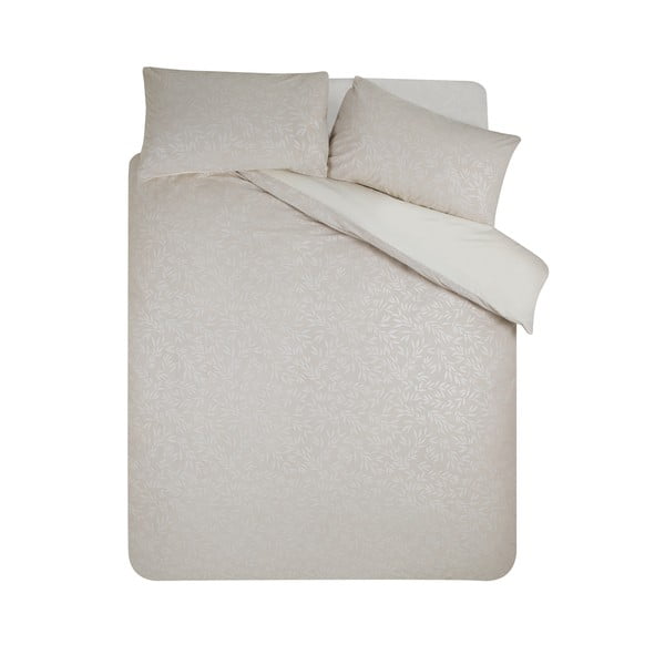 Pelēkbēša vienguļamā žakarda gultas veļa 135x200 cm Corded Leaves – Catherine Lansfield