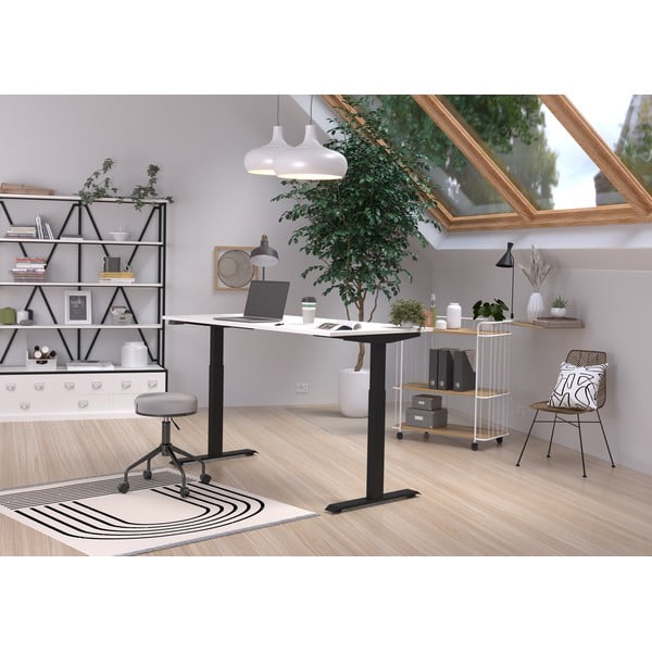 Darba galds ar elektriski regulējamu augstumu un baltu galda virsmu 80x160 cm Jet – Germania-image-1