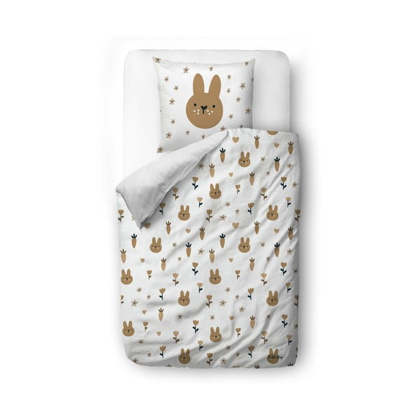 Vienguļamā bērnu gultas veļa no kokvilnas satīna 140x200 cm Sweet Bunnies – Butter Kings