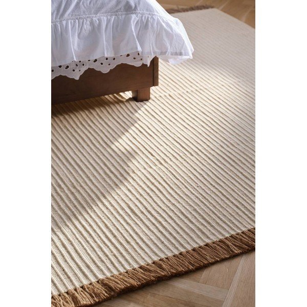 Krēmkrāsas ar rokām darināts celiņa paklājs no kokvilnas maisījuma 80x150 cm Channa – Jotex-image-1