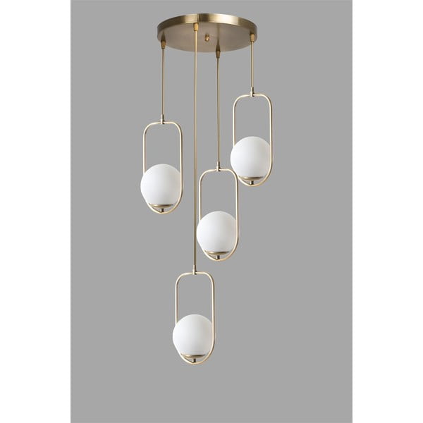 Balta/zelta krāsas piekaramā lampa ar stikla abažūru ø 30 cm Ahu – Opviq lights-image-2