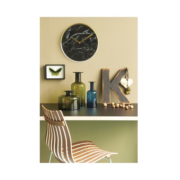 Karlsson Marble Delight marmora sienas pulkstenis ar zeltainām rokturiem-image-2
