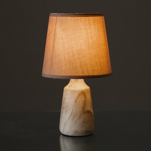 Bēša keramikas galda lampa ar auduma abažūru (augstums 28 cm) – Casa Selección-image-1