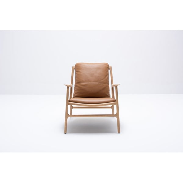 Brūns/dabīga toņa ādas atpūtas krēsls Dedo – Gazzda-image-4