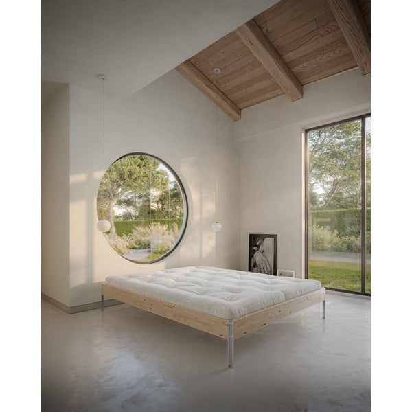 Dabīga toņa priedes masīvkoka divvietīga gulta ar redelēm 140x200 cm Core – Karup Design-image-1