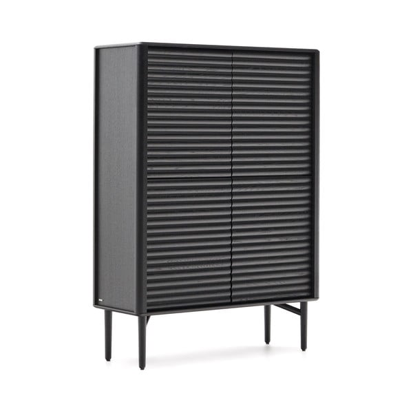 Melns skapītis ar ozolkoka imitāciju 104,5x144x40 cm Lenon – Kave Home-image-2