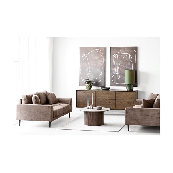 Tumši brūna kumode ar ozolkoka imitāciju 180x75x45 cm Darwin – House Nordic-image-3