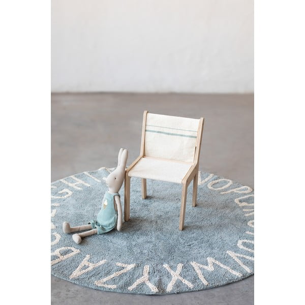 Gaiši zils mazgājams/ar rokām darināts kokvilnas bērnu paklājs ø150 cm ABC Vintage Blue – Lorena Canals-image-1