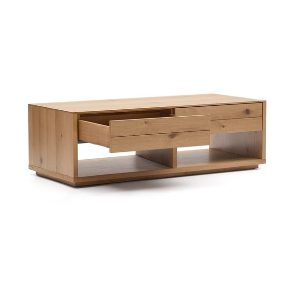 Dabīga toņa žurnālgaldiņš ar ozolkoka imitāciju 60x140 cm Alguema – Kave Home-image-3