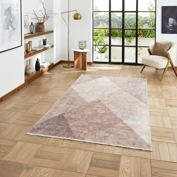 Gaiši brūns mazgājams paklājs no kokvilnas maisījuma 122x170 cm Whisper – Think Rugs-image-1