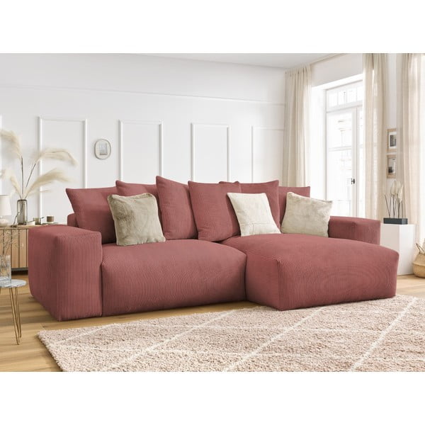 Rozā velveta salokāms/ar uzglabāšanas vietu stūra dīvāns Voltaire – Bobochic Paris-image-4