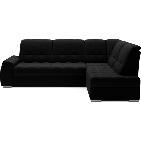 Melns salokāms/ar uzglabāšanas vietu stūra dīvāns (ar labo stūri/L veida) Sado – ELTAP