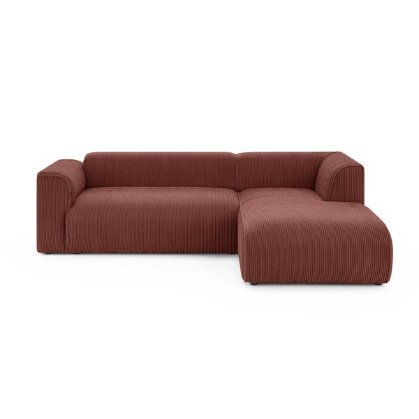 Terakotas oranžs velveta stūra dīvāns (ar labo stūri/ar zvilni) Merid  – Ropez