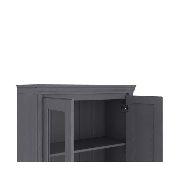 Pelēka priedes masīvkoka vitrīna 74x118x35 cm Anita – Støraa-image-3