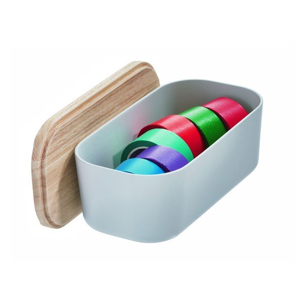 Pelēka uzglabāšanas kaste ar vāku no paulovnijas koka iDesign Eco, 9 x 18,3 cm-image-3