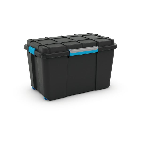 Melna plastmasas uzglabāšanas kaste ar vāku 73,5x44,5x46 cm Scuba Box – KIS