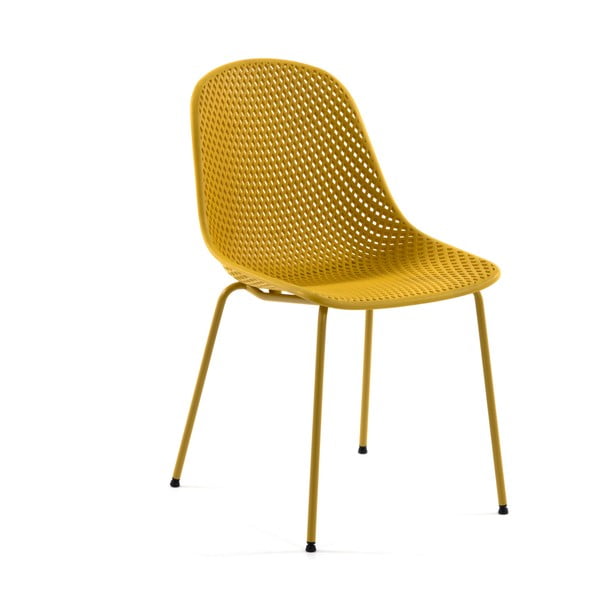 Dzeltens metāla dārza krēsls Quinby – Kave Home