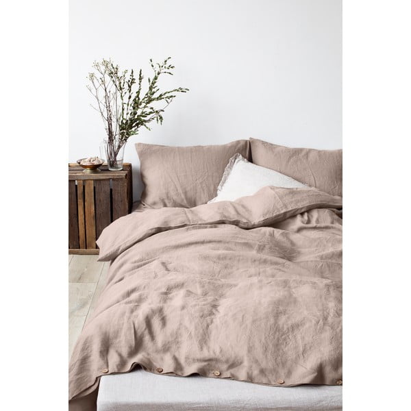 Gaiši brūns lina segas pārvalks Linen Tales, 140 x 200 cm-image-1