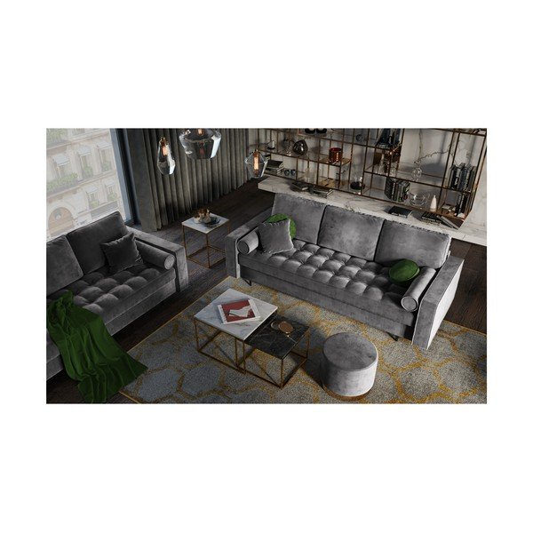 Tumši pelēks izvelkamais dīvāns ar veļas kasti Milo Casa Santo-image-1