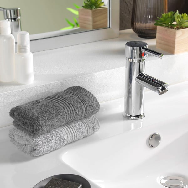 Tumši pelēks frotē kokvilnas dvielis 30x50 cm Tendresse – douceur d'intérieur-image-1