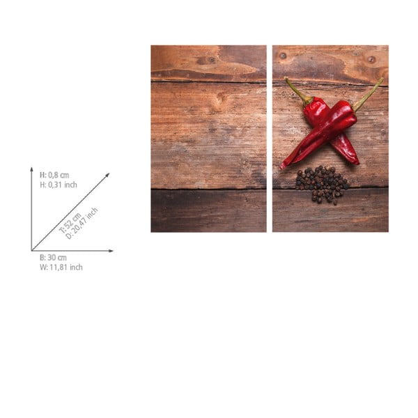 Plīts aizsargplāksnes no rūdīta stikla (2 gab.) 52x30 cm Pepper – Allstar-image-2