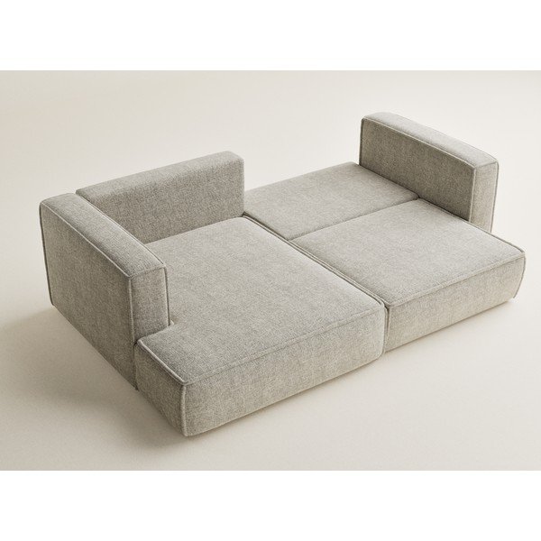 Bēšs salokāms stūra dīvāns no šenila auduma ar uzglabāšanas vietu (ar kreiso stūri/ar zvilni) Velto – Maison de Rêve-image-3