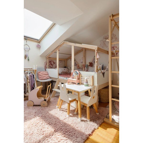 Balta/dabīga toņa paaugstināta bērnu gulta 90x190 cm Parma – Marckeric-image-1