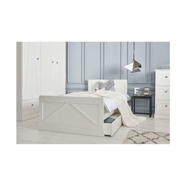 Balta atvilktne zem bērnu gultas Pinio Basics, 90 x 200 cm-image-1