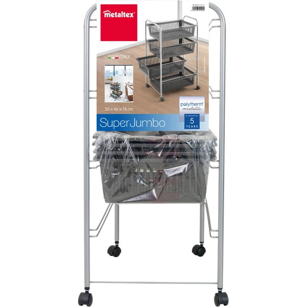 Tumši pelēks/sudraba krāsas plaukts uz riteņiem 46x78 cm – Metaltex-image-3