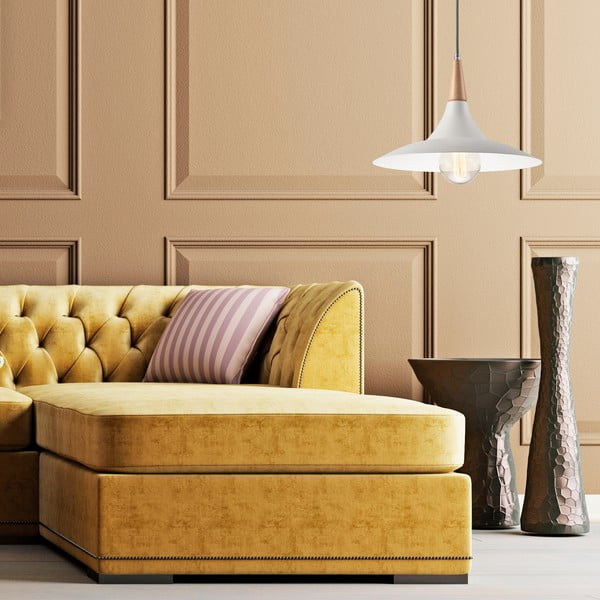 Balta piekaramā lampa ar metāla abažūru ø 30 cm Ufo – LAMKUR-image-3