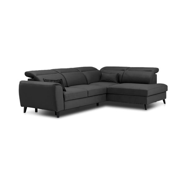 Tumši pelēks samta salokāms/ar uzglabāšanas vietu stūra dīvāns (ar labo stūri/L veida) Noble – ELTAP-image-2