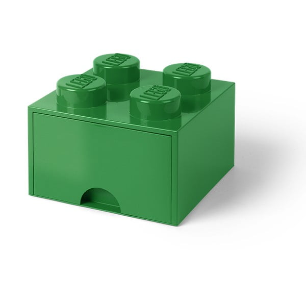 Tumši zaļa uzglabāšanas kaste ar LEGO® atvilktni