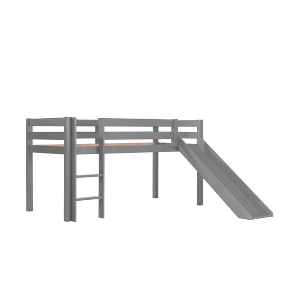 Pelēka paaugstināta gulta no priedes koka 90x200 cm PINO – Vipack-image-2