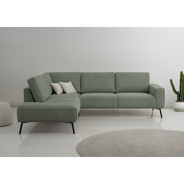 Zaļš stūra dīvāns no šenila auduma (ar kreiso stūri/L veida) Amsterdam – Scandic-image-1