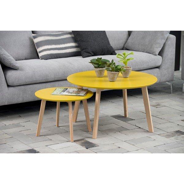 Actona Molina dzeltens kafijas galdiņš, ⌀50 cm-image-1