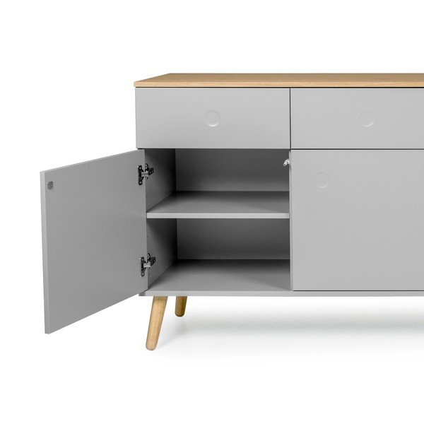 Pelēka kumode ar ozolkoka kājām Tenzo Dot-image-3