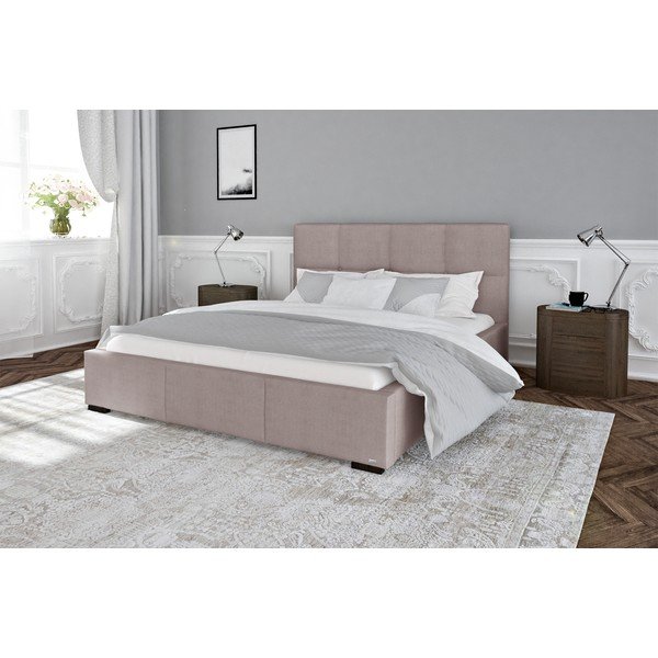 Gaiši rozā divguļamā gulta ar režģi un uzglabāšanas vietu Guy Laroche Home Fascination, 160 x 200 cm-image-1