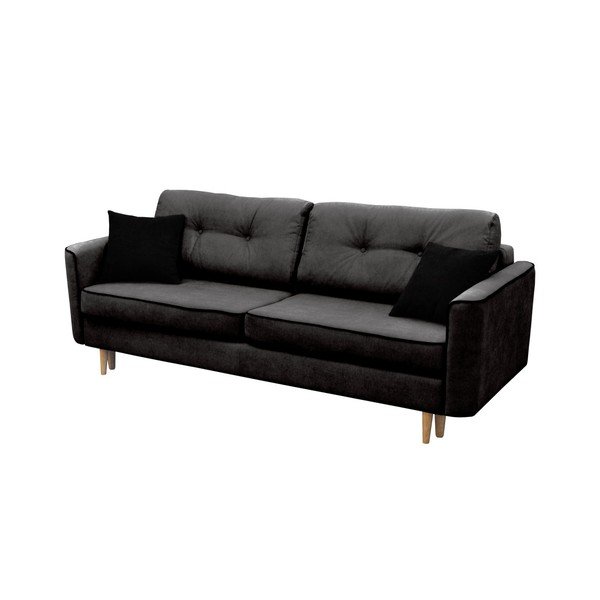 Melns trīsvietīgs izlaižams dīvāns ar gaišām kājām Mazzini Sofas Ivy-image-1