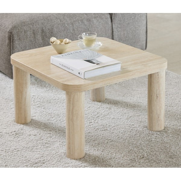 Bēšs žurnālgaldiņš ar marmora imitāciju 60x60 cm Solano – Actona-image-1