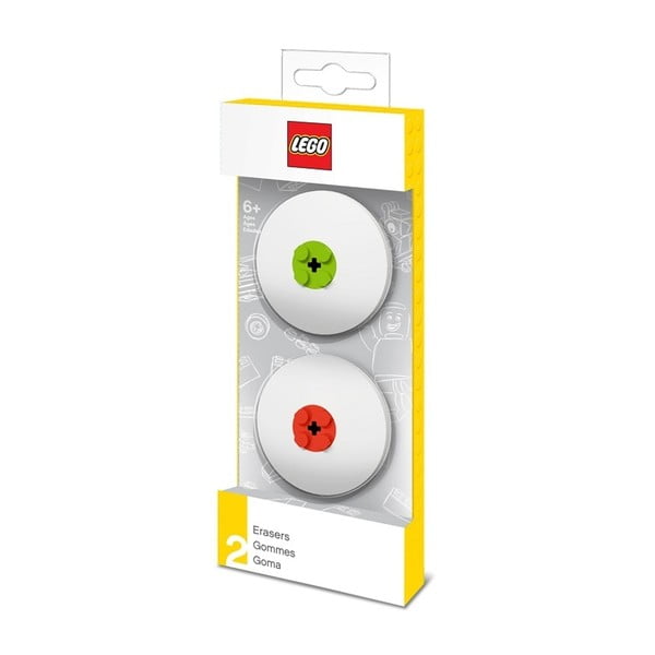 2 dzēšgumiju komplekts ar zaļu un sarkanu LEGO® detaļu komplektu