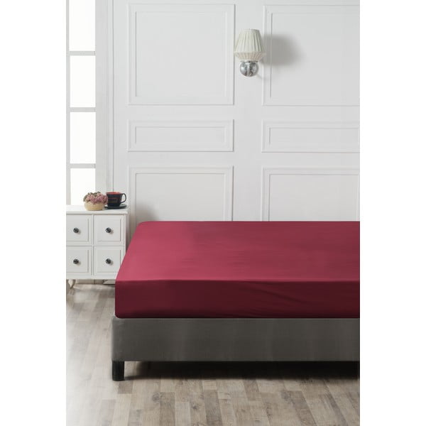 Sarkans kokvilnas palags ar gumiju 160x200 cm – Mijolnir-image-2