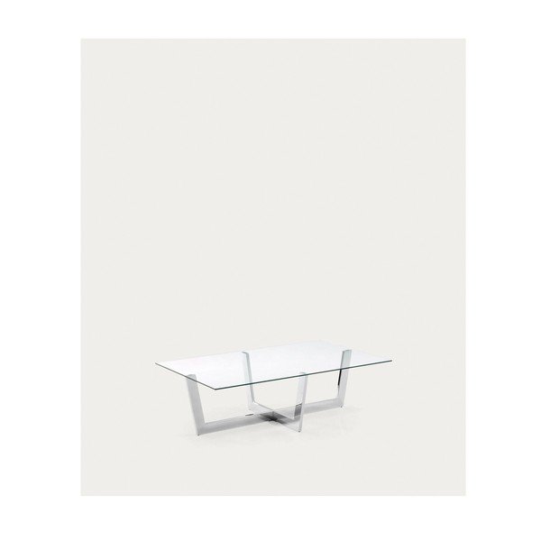 Sudraba krāsas žurnālgaldiņš ar stikla galda virsmu 70x120 cm Plam – Kave Home-image-2