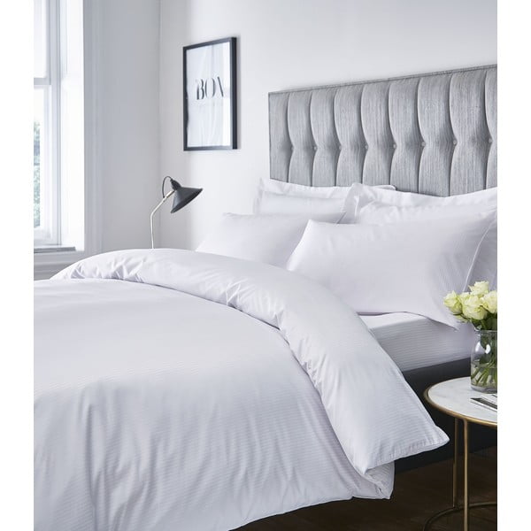 Balta gultas veļa divvietīgai gultai 200x200 cm Satin Stripe – Catherine Lansfield