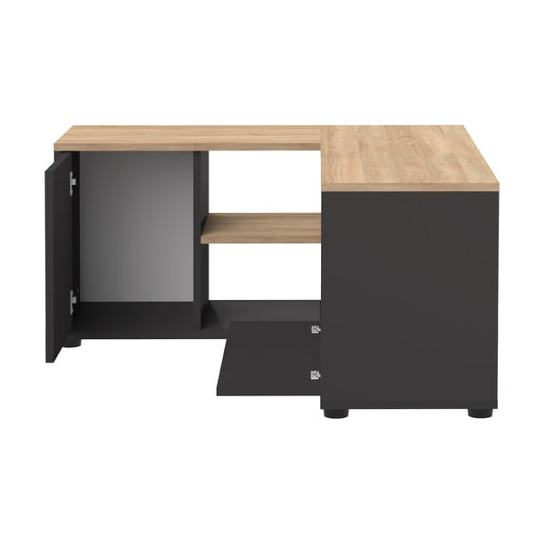 Melns/dabīga toņa TV galdiņš ar ozolkoka imitāciju 90x45 cm Angle – TemaHome-image-2