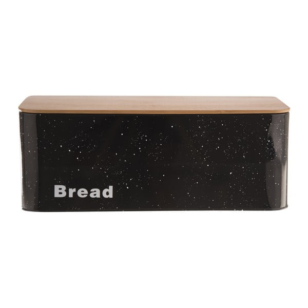 Melna skārda maizes kaste ar koka vāku Orion Maizes marmors