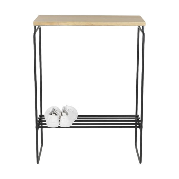 Melns/dabīga toņa konsoles galds ar ozola masīvkoka galda virsmu 29x57 cm Clint – Spinder Design